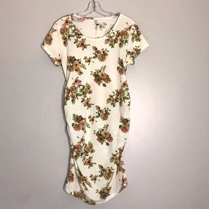Plant Motherhood Botanical Rouched Stretch medium mini Dress short sleeve